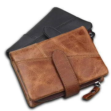 Men's RFID Blocking Secure Leather Short Trifold with Detachable Coin Bag