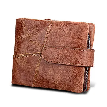 Men's RFID Blocking Secure Leather Short Trifold with Detachable Coin Bag