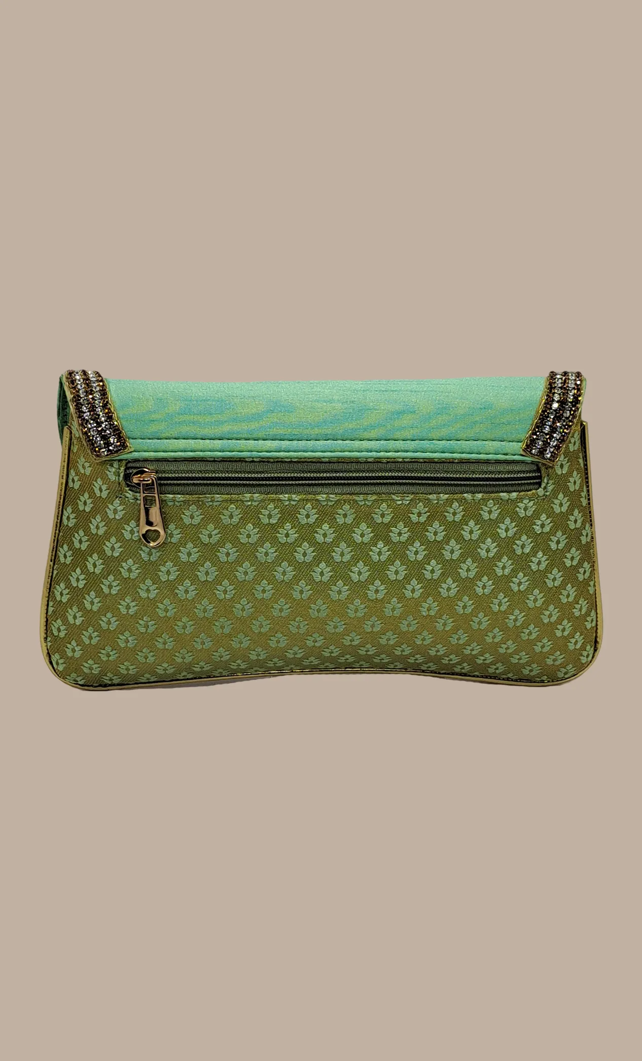 Mint Green Embroidered Clutch