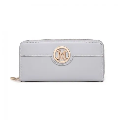 Miss Lulu Women's Grey Leather Look Purse - Stylish & Spacious Everyday Wallet | Elegant Design & Ample Storage