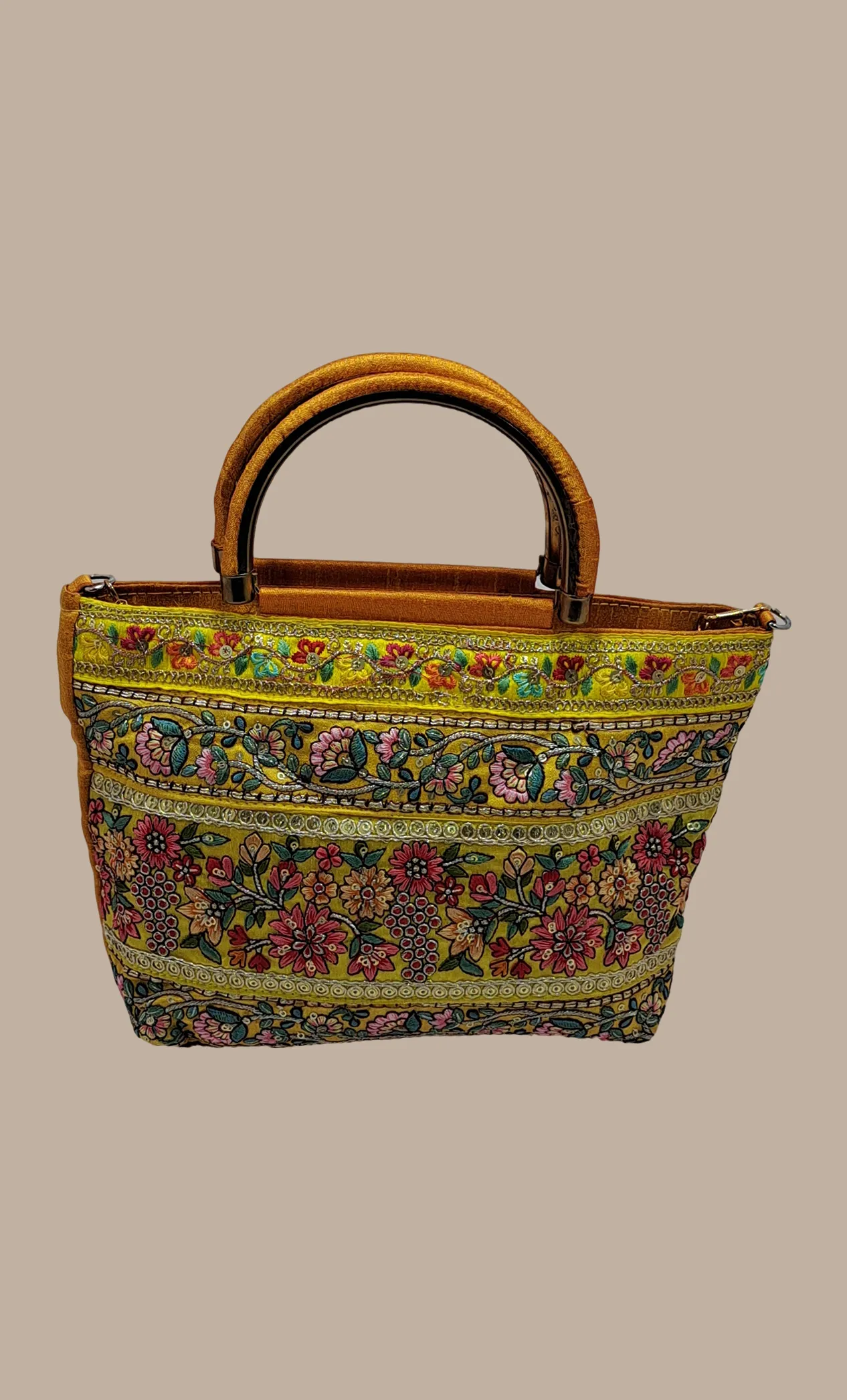 Mustard Embroidered Handbag