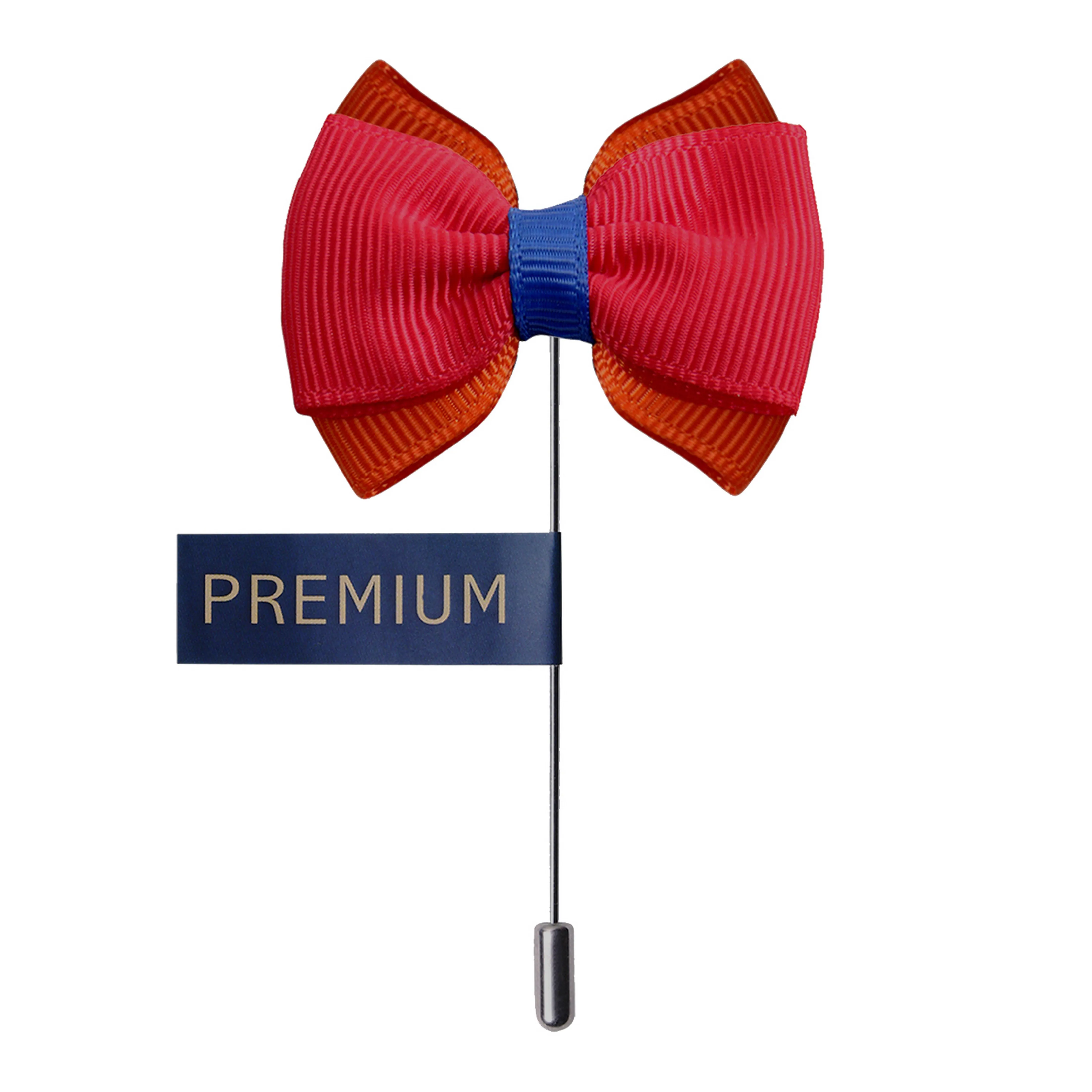 Peluche The Graceful Bow Red Orange and Blue Brooch