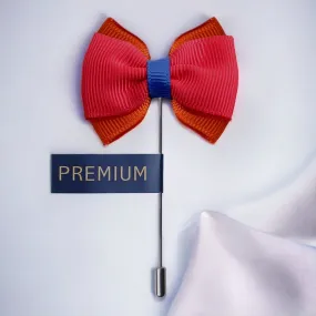 Peluche The Graceful Bow Red Orange and Blue Brooch