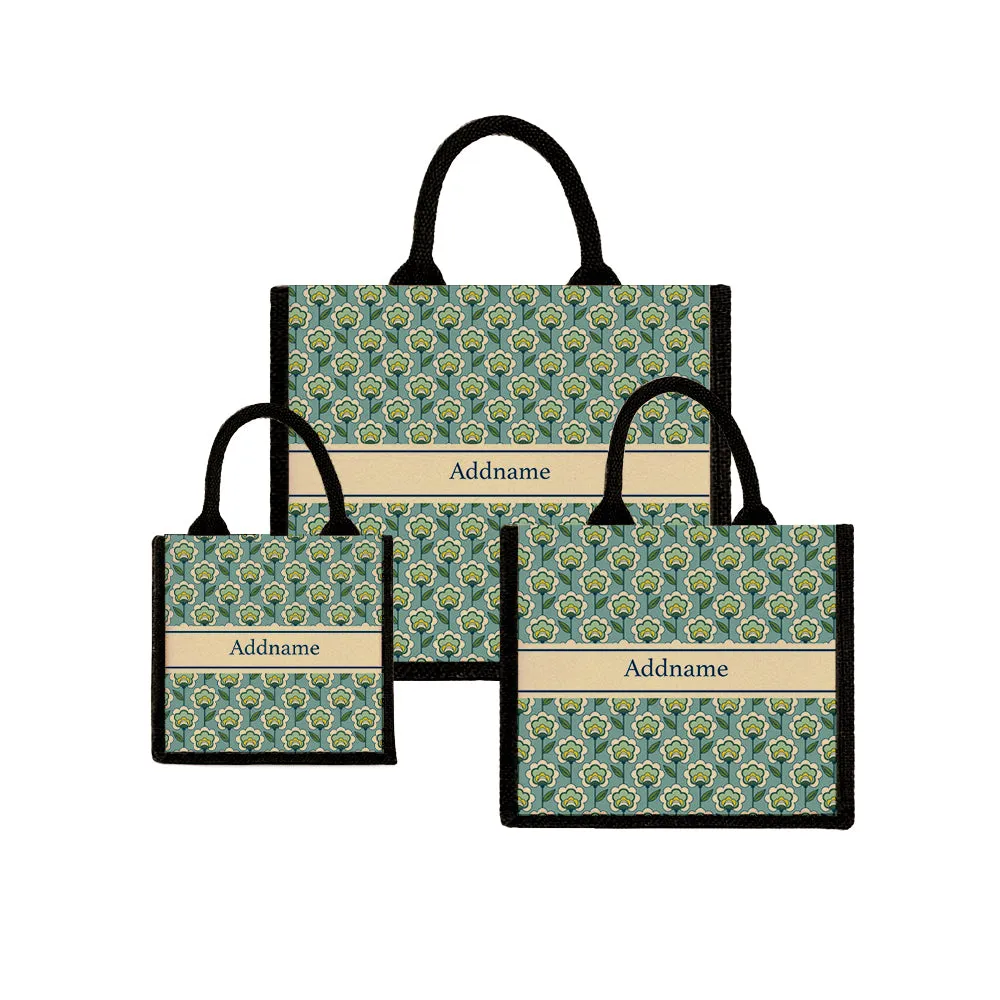 Retro Floral Jute Tote Bag