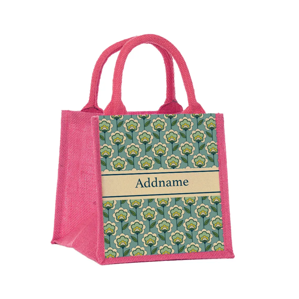 Retro Floral Jute Tote Bag