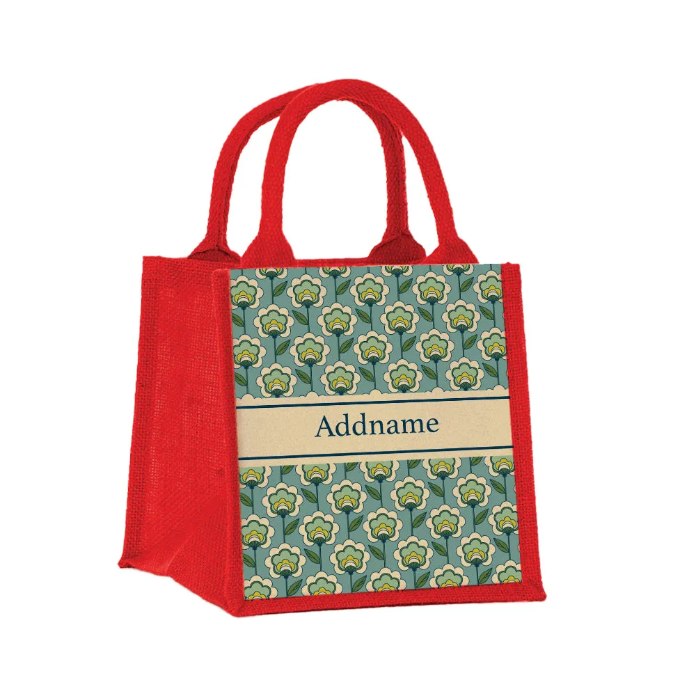 Retro Floral Jute Tote Bag