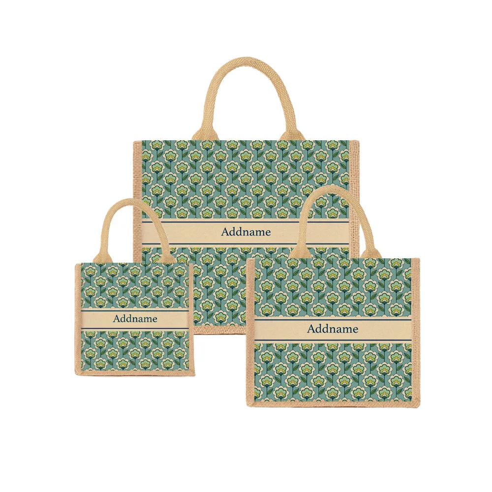 Retro Floral Jute Tote Bag