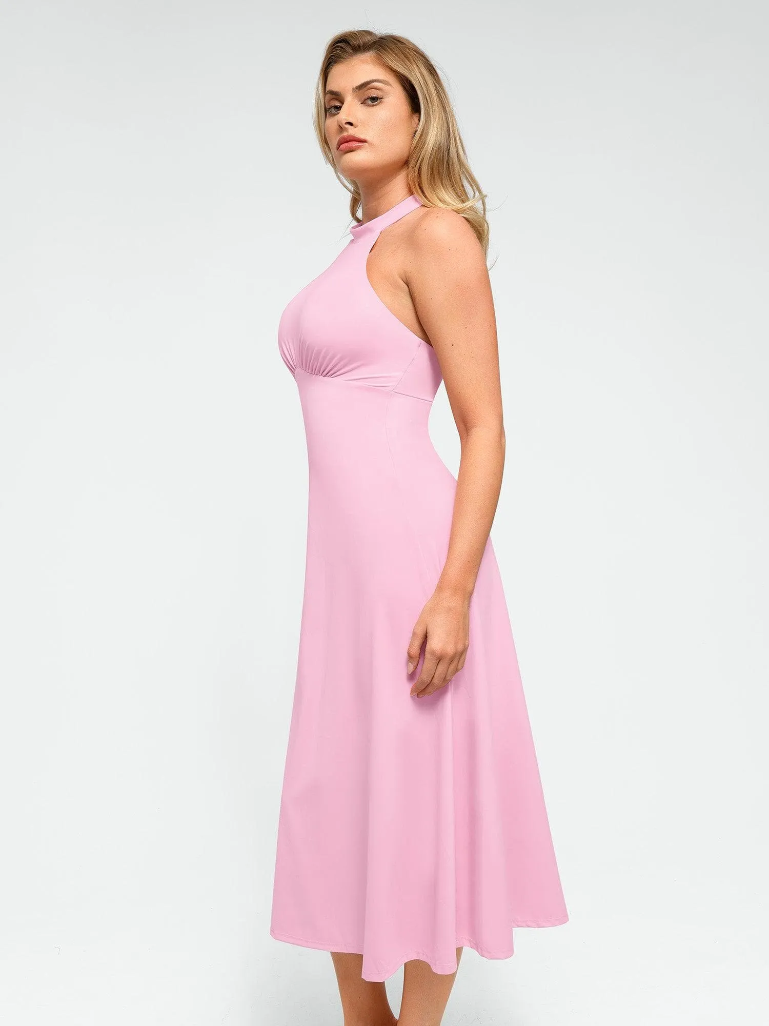 Shapewear Built-In Tummy Control A-Line Midi Dresses