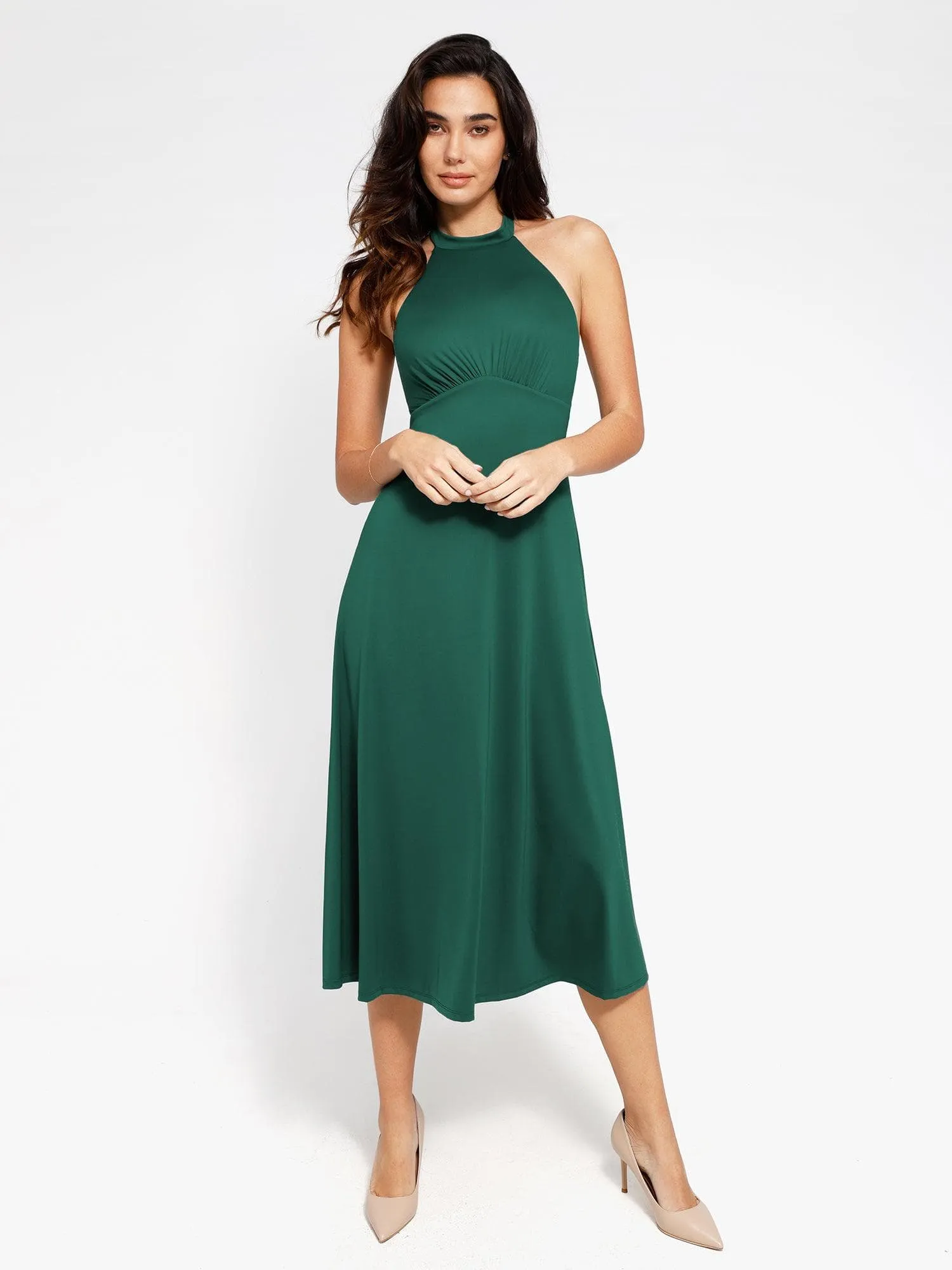 Shapewear Built-In Tummy Control A-Line Midi Dresses