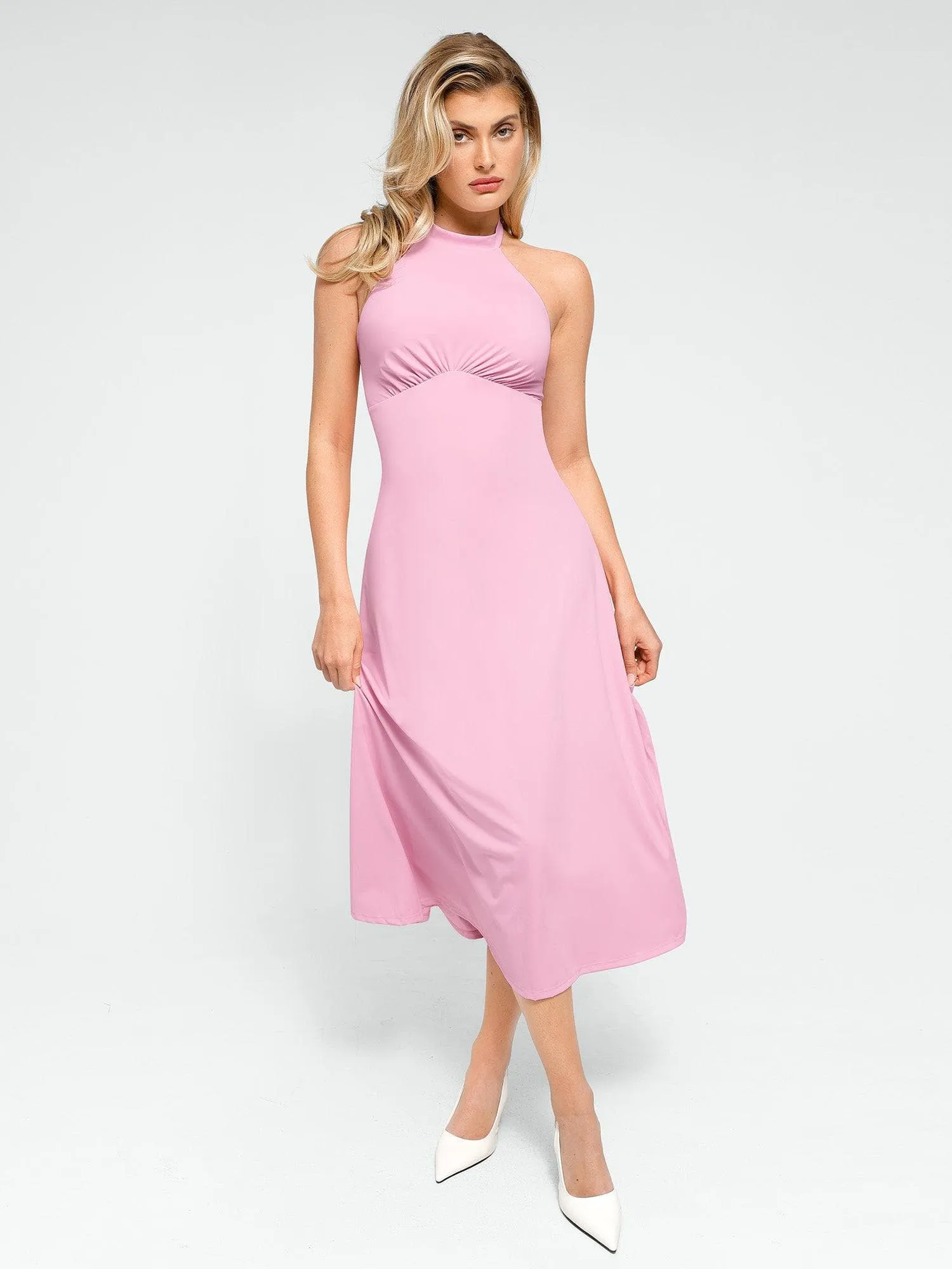 Shapewear Built-In Tummy Control A-Line Midi Dresses