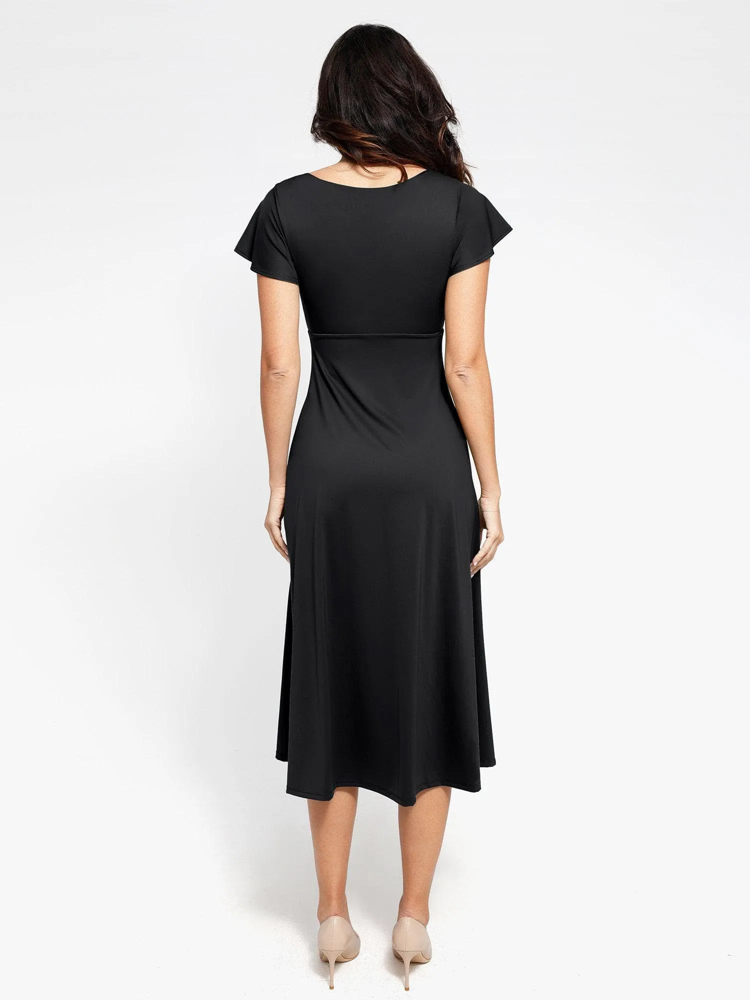 Shapewear Built-In Tummy Control A-Line Midi Dresses