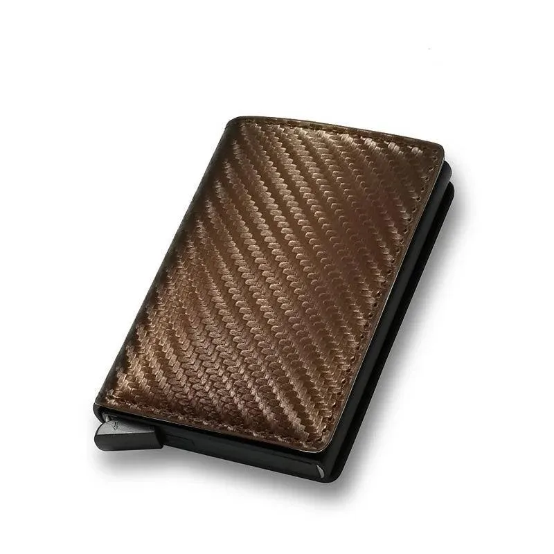 Sleek Carbon Fiber RFID Trifold Wallet: Secure Black Money Holder for Men