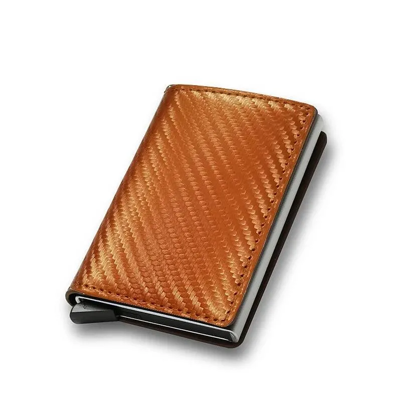 Sleek Carbon Fiber RFID Trifold Wallet: Secure Black Money Holder for Men