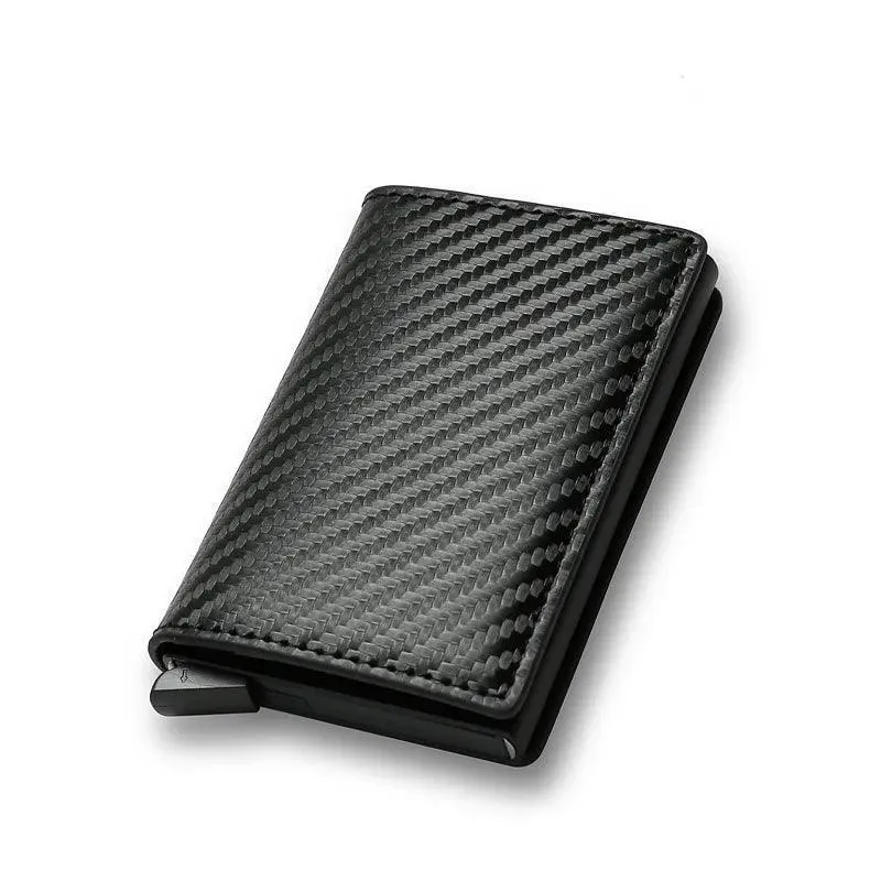 Sleek Carbon Fiber RFID Trifold Wallet: Secure Black Money Holder for Men