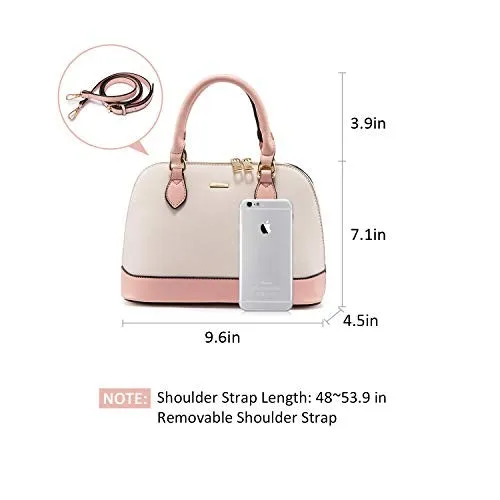 Small Color Block Crossbody Domed Shoulder Bag w/Handles & Double Zip Top  (3 colors)