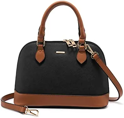 Small Color Block Crossbody Domed Shoulder Bag w/Handles & Double Zip Top  (3 colors)