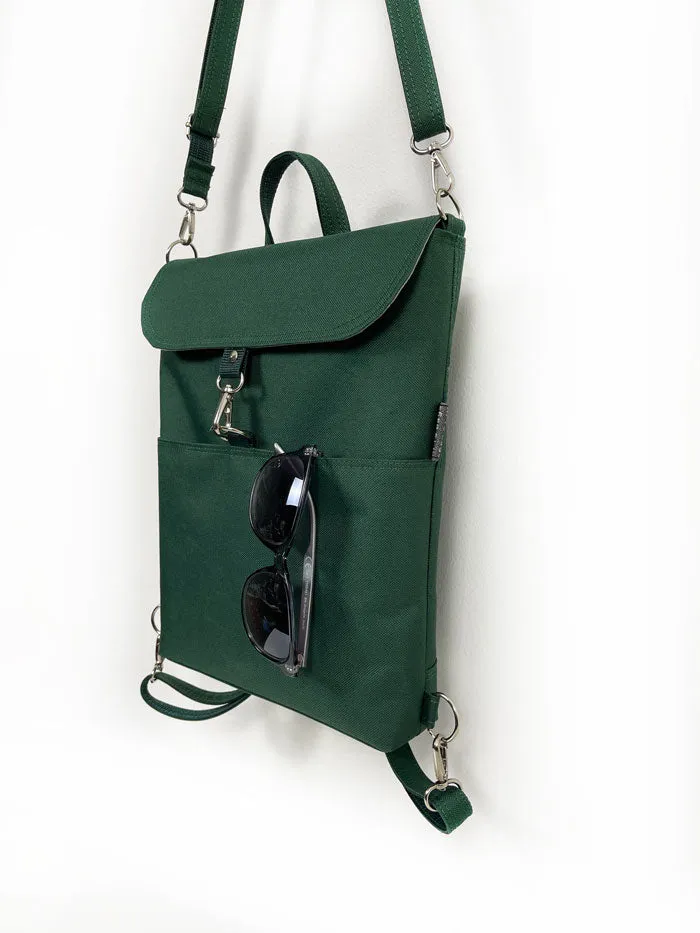 Teal Green Convertible Backpack and Sustainable Crossbody Bag