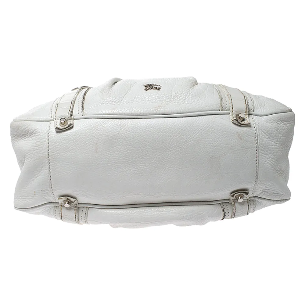 Trendy Inspired Burberry White Leather Ashbury Satchel