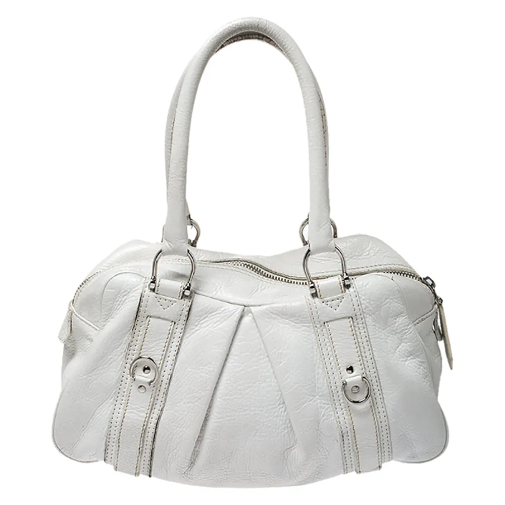 Trendy Inspired Burberry White Leather Ashbury Satchel