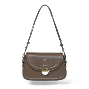 Trendy Small PU Sling Bag in Chocolate Brown & Yellow – Pelle Luxure