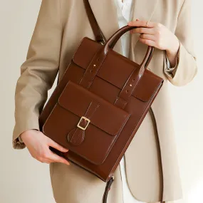 Womens Genuine Leather Flap Satchel Laptop Backpack Briefcase Bags