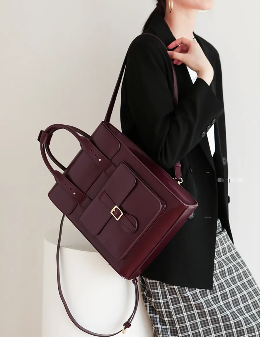 Womens Genuine Leather Flap Satchel Laptop Backpack Briefcase Bags